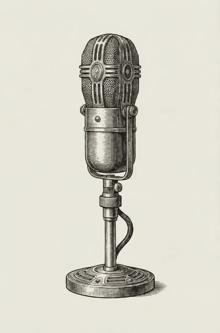 a vintage ribbon microphone on a stand